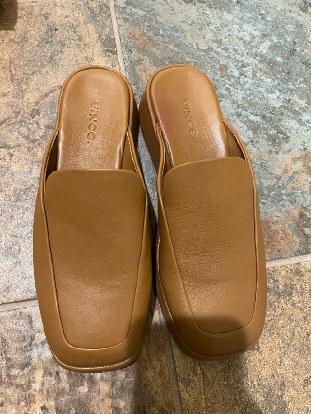 Vince Tan Leather Slip-On Flats